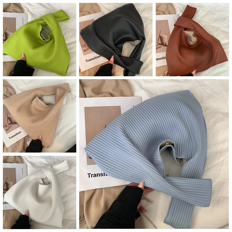 Small Hobos Tote Bag Spring Solid PU Leather Top Handle Bags Women