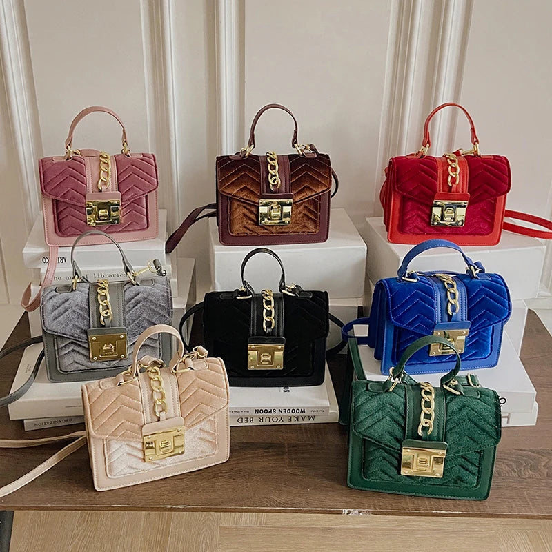 Velvet Handbag Purse Women Crossbody Bags Winter Ladies Messenger Bags Tote