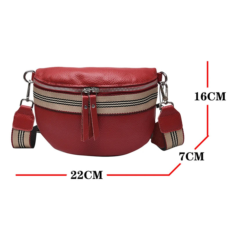 Women's Shoulder Bag Cowhide Large Capacity Wide Shoulder Strap Solid