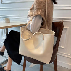 Large Capacity Bucket Handbag Women PU Leather Ladies Shoulder Totes