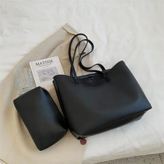 Large Capacity Bucket Handbag Women PU Leather Ladies Shoulder Totes