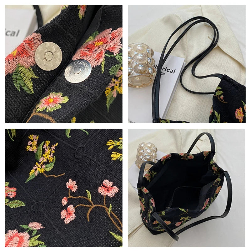 Large Flowers Tote Bag High-Quality Women's Handbag