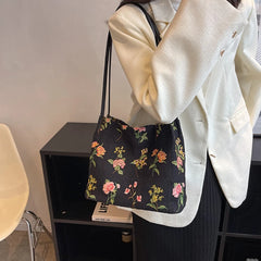 Large Flowers Tote Bag High-Quality Women's Handbag