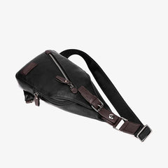 Leather Men Chest Bag Casual Crossbody Bag For Man Sling Chest Pack Business Sho