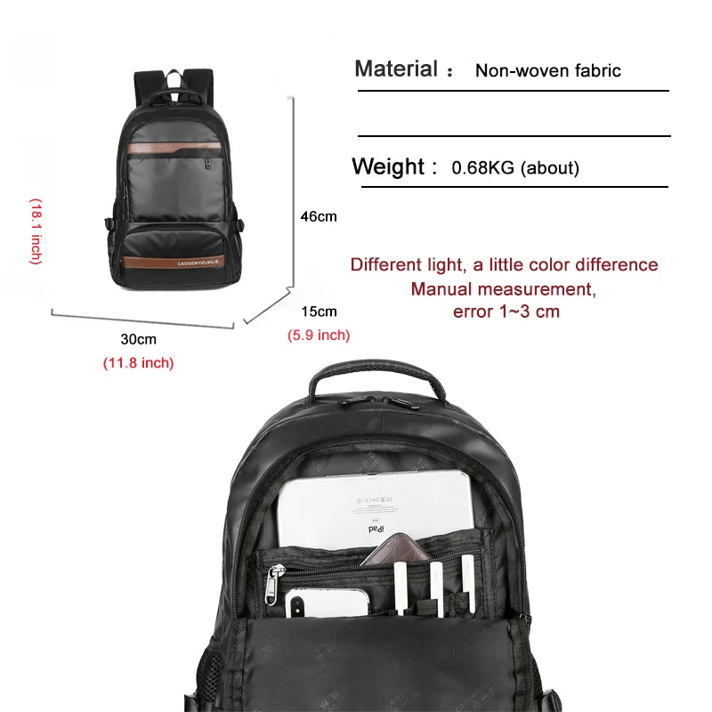 Men's Business Laptop Backpack Waterproof School Bag