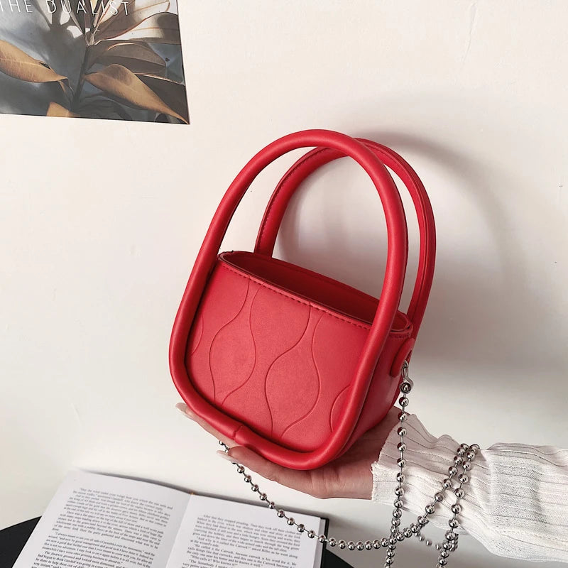 Mini Tote Bag PU Leather Women's Handbag Chain Shoulder Messenger Purses