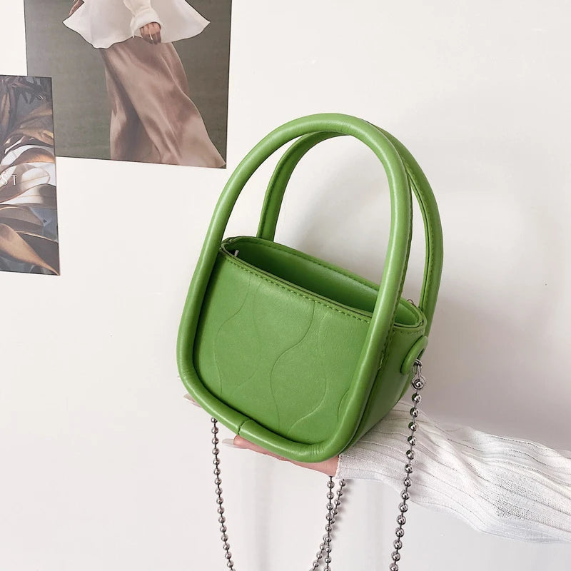 Mini Tote Bag PU Leather Women's Handbag Chain Shoulder Messenger Purses