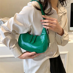Circular Patent Leather Side Shoulder Bag for Women
