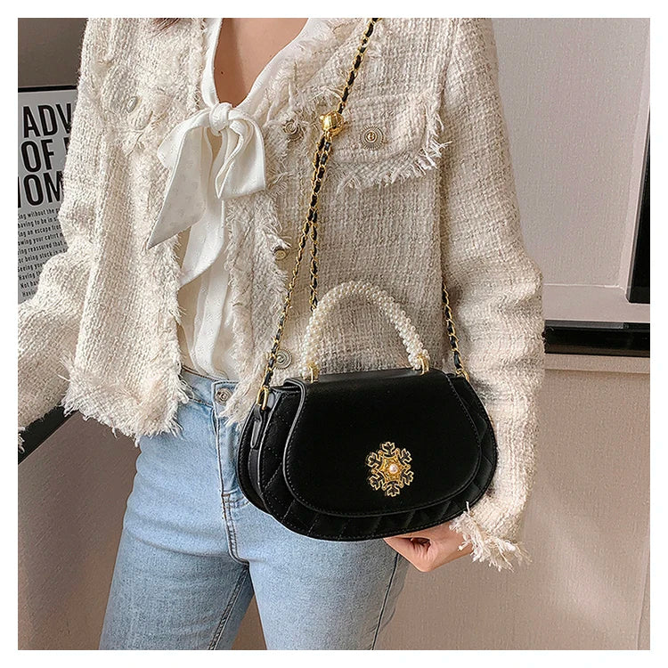 Pearls Tote Handbag Clutch Purses Shoulder Crossbody Bag