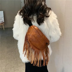 Saddel Tassels Crossbody Bag Women Tote Handbag Purses Messenger Bags