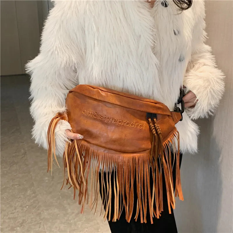 Saddel Tassels Crossbody Bag Women Tote Handbag Purses Messenger Bags