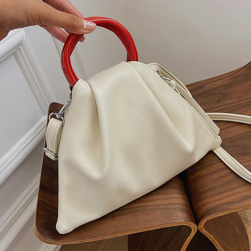 Small Totes With Ring Handle PU Leather Women's Handbag Shoulder Messenger Bag