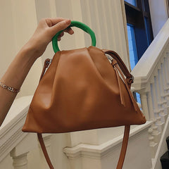 Small Totes With Ring Handle PU Leather Women's Handbag Shoulder Messenger Bag