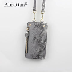 Snake Grain Leather Mini Shoulder Bag Woman Mobile Phone Bag