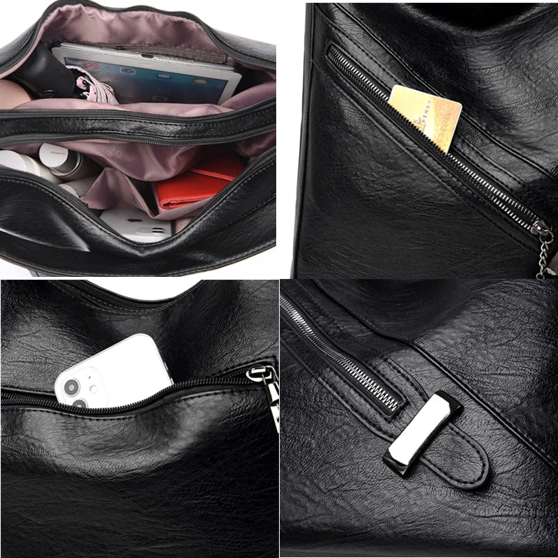 Soft Leather Ladies Messenger Bag High Capacity Tassel Handbag