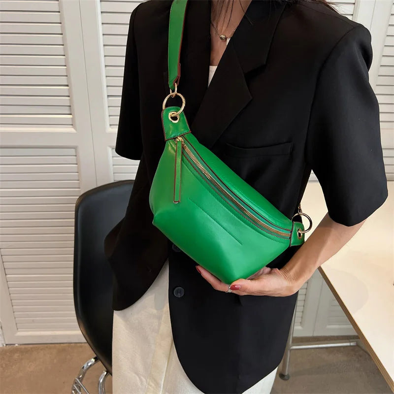 Leather Waist Bag Women Fanny Pack Female Chest Belt Bag