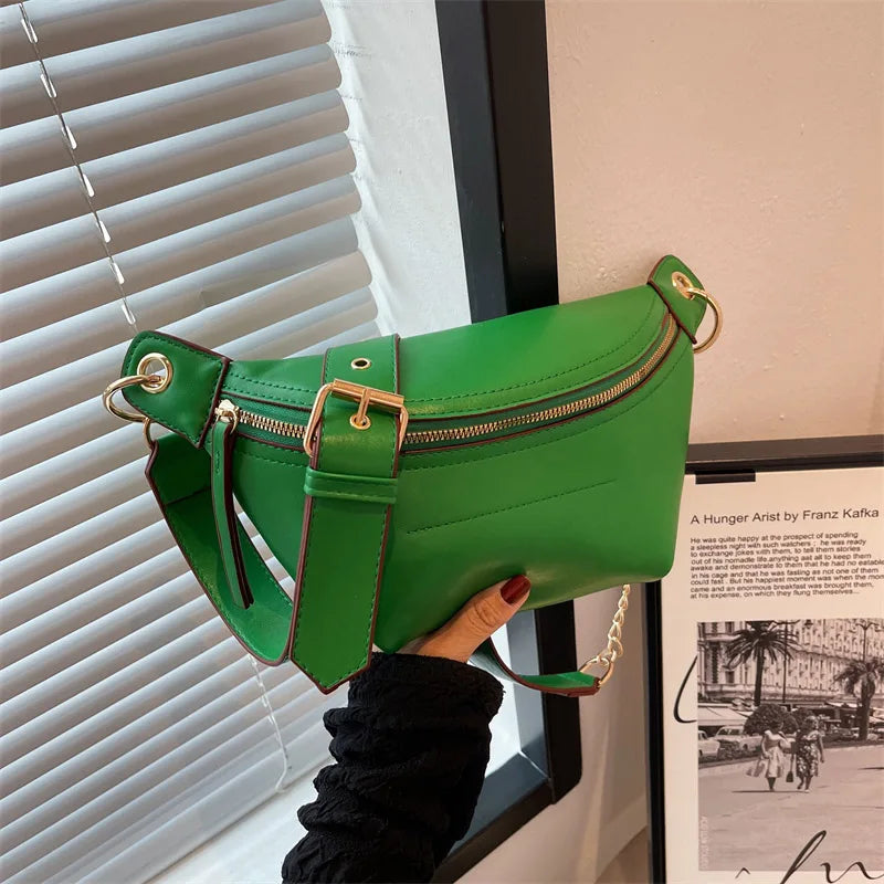 Leather Waist Bag Women Fanny Pack Female Chest Belt Bag