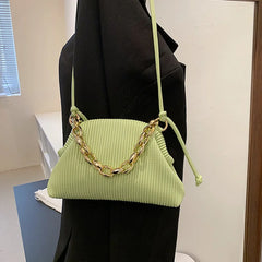Women Crossbody Bag Metal Thick Chain Shoulder Pack Soft Leather Handbags Bags
