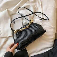 Women Crossbody Bag Metal Thick Chain Shoulder Pack Soft Leather Handbags Bags