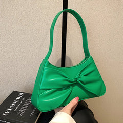 Green Brown Armpit Bags Ruched Handbags PU Leather Underarm Bags