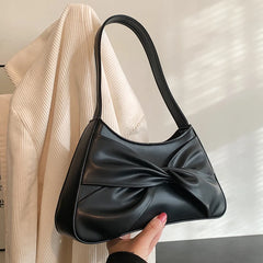 Green Brown Armpit Bags Ruched Handbags PU Leather Underarm Bags