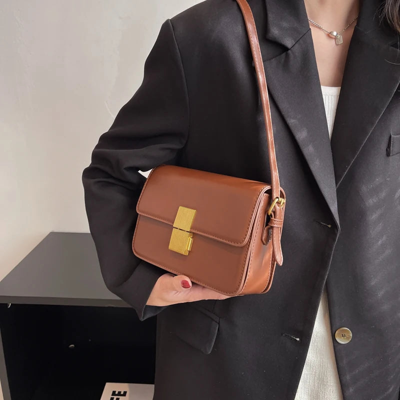 Retro Female Underarm Shoulder Purse High Leather Crossbody Bag
