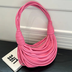 Soft Leather Weave Shoulder Bag Purse Underarm Bag Lady Clutch Satchel