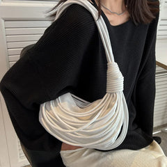 Soft Leather Weave Shoulder Bag Purse Underarm Bag Lady Clutch Satchel