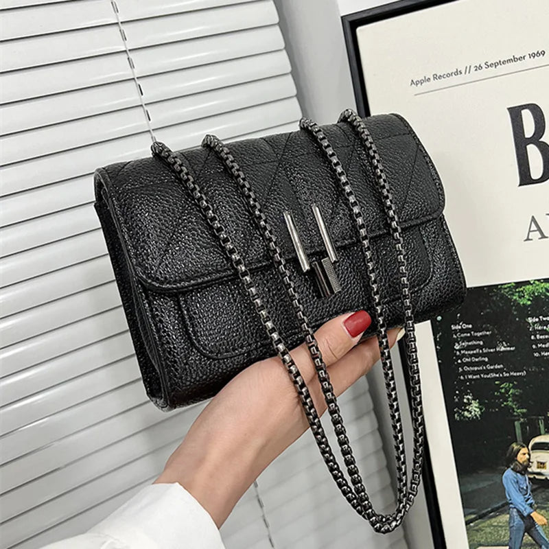 Leather Chain Crossbody Bag Women Handbag Small Tote Purse Shoulder Bag