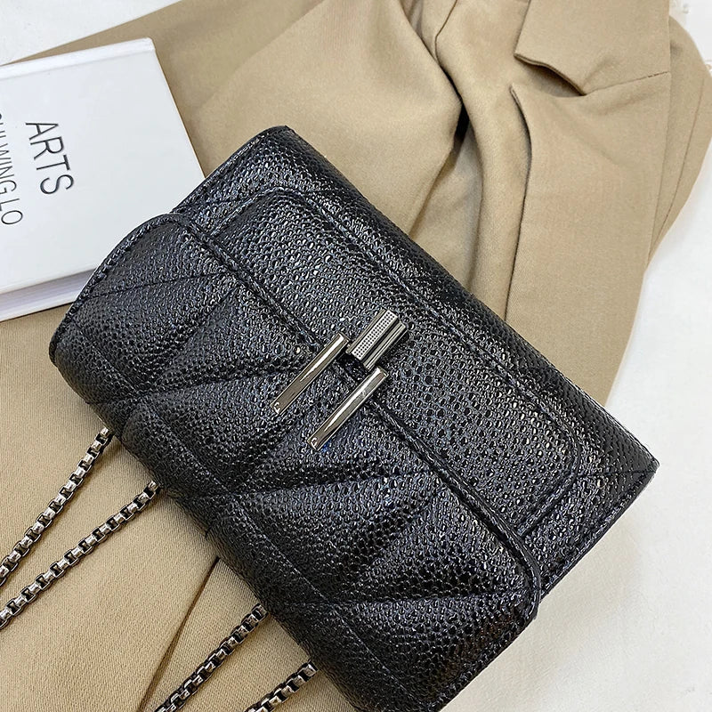 Leather Chain Crossbody Bag Women Handbag Small Tote Purse Shoulder Bag