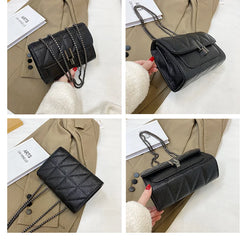 Leather Chain Crossbody Bag Women Handbag Small Tote Purse Shoulder Bag