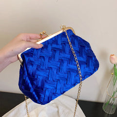 Women Shoulder Bag Summer Weave Bag Lady Clamp Evening Bag Handbag