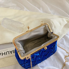Women Shoulder Bag Summer Weave Bag Lady Clamp Evening Bag Handbag
