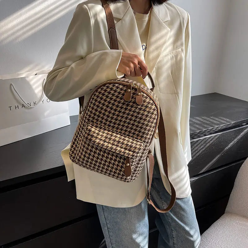 Women Small Backpack Cotton and Pu Leather Backpacks for Teenager Girls
