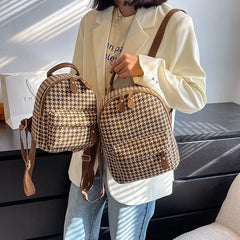 Women Small Backpack Cotton and Pu Leather Backpacks for Teenager Girls