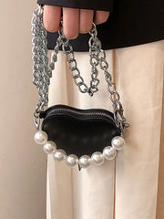 Heart Beading Shoulder Crossbody Bag Women's Pu Leather Handbag