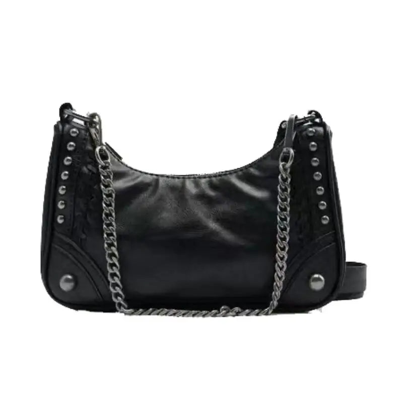 Women's Button Nail Shoulder Bag Rock Chain Crossbody Bag