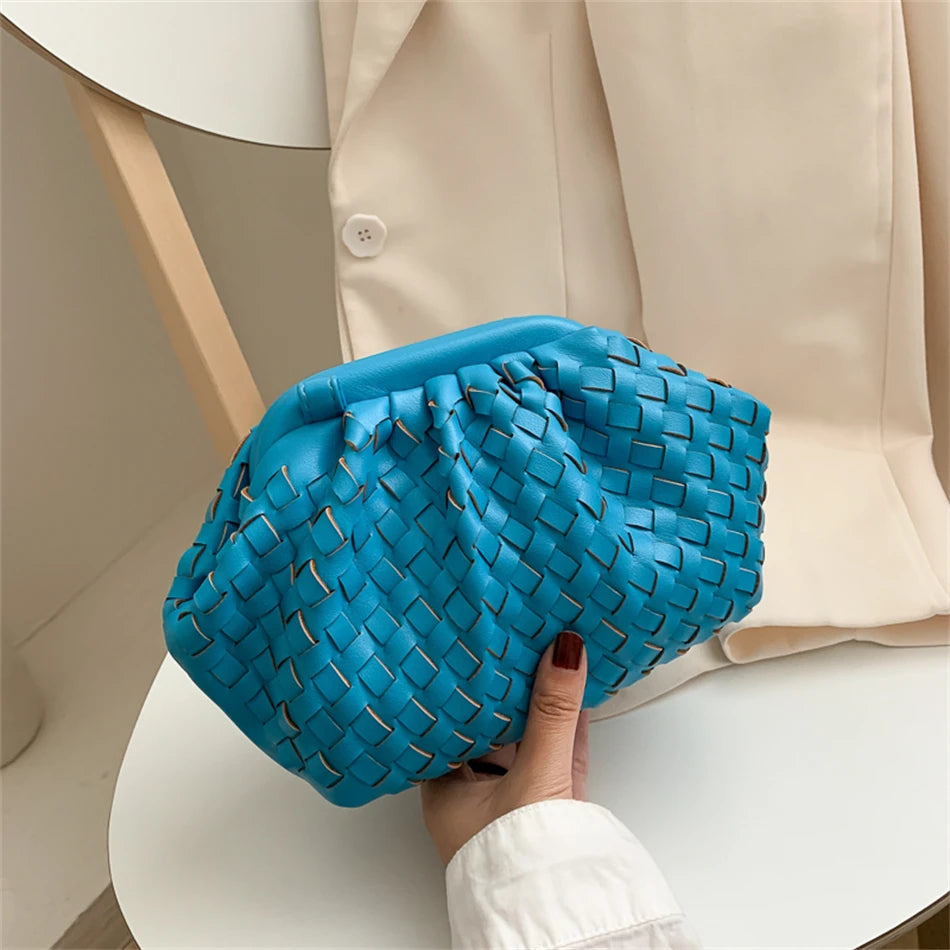 Women's Small Cloud Bag Weave PU Leather Shoulder Crossbody Bags