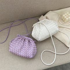 Women's Small Cloud Bag Weave PU Leather Shoulder Crossbody Bags