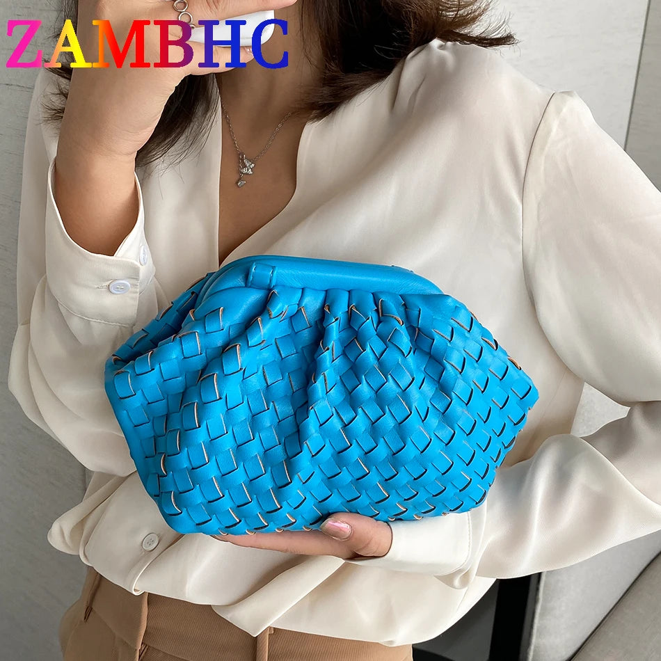 Women's Small Cloud Bag Weave PU Leather Shoulder Crossbody Bags
