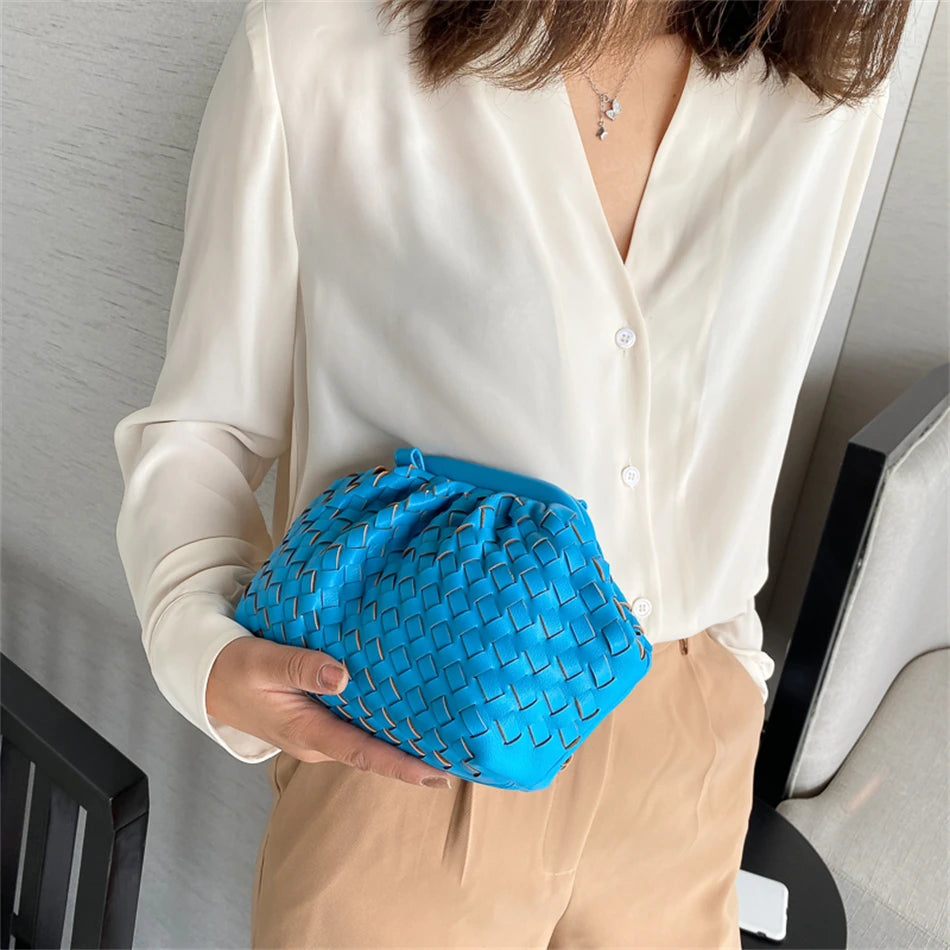 Women's Small Cloud Bag Weave PU Leather Shoulder Crossbody Bags