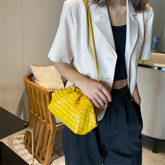Women's Small Cloud Bag Weave PU Leather Shoulder Crossbody Bags