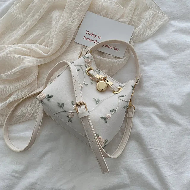 High Quality Crossbody Bag for Women, Floral Bucket Shoulder Messenger Bag