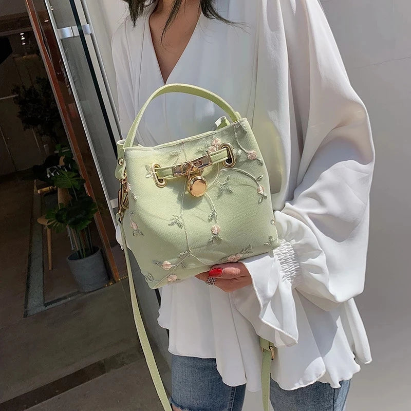 High Quality Crossbody Bag for Women, Floral Bucket Shoulder Messenger Bag
