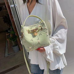 High Quality Crossbody Bag for Women, Floral Bucket Shoulder Messenger Bag