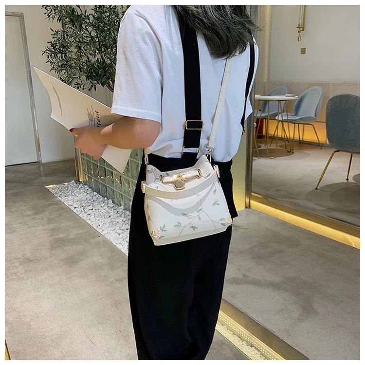 High Quality Crossbody Bag for Women, Floral Bucket Shoulder Messenger Bag