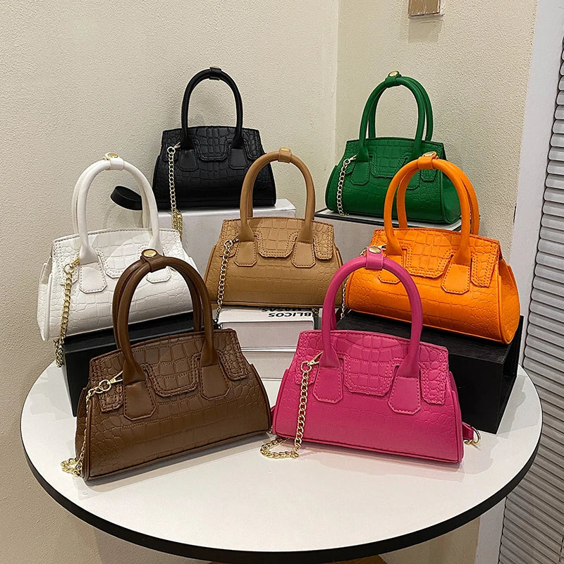 Stone Pattern Shell Bag Women's Handbags Chains Shoulder Crossbody Bags