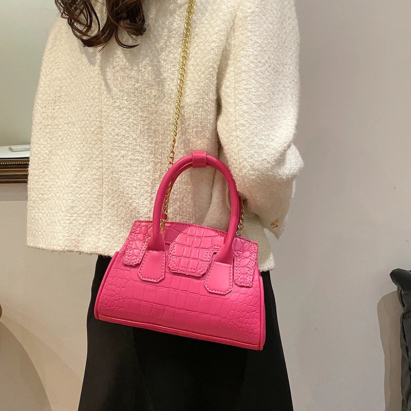 Stone Pattern Shell Bag Women's Handbags Chains Shoulder Crossbody Bags