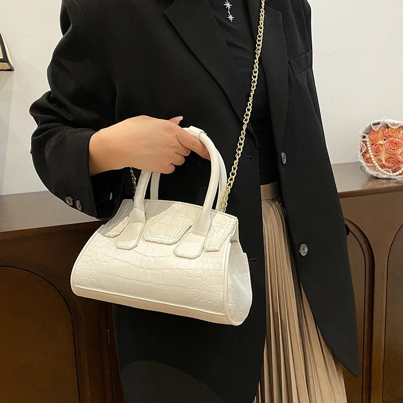Stone Pattern Shell Bag Women's Handbags Chains Shoulder Crossbody Bags