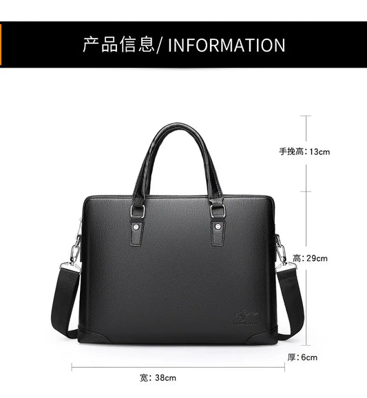 Men's Leather Business Briefcase Laptop Shoulder Bag